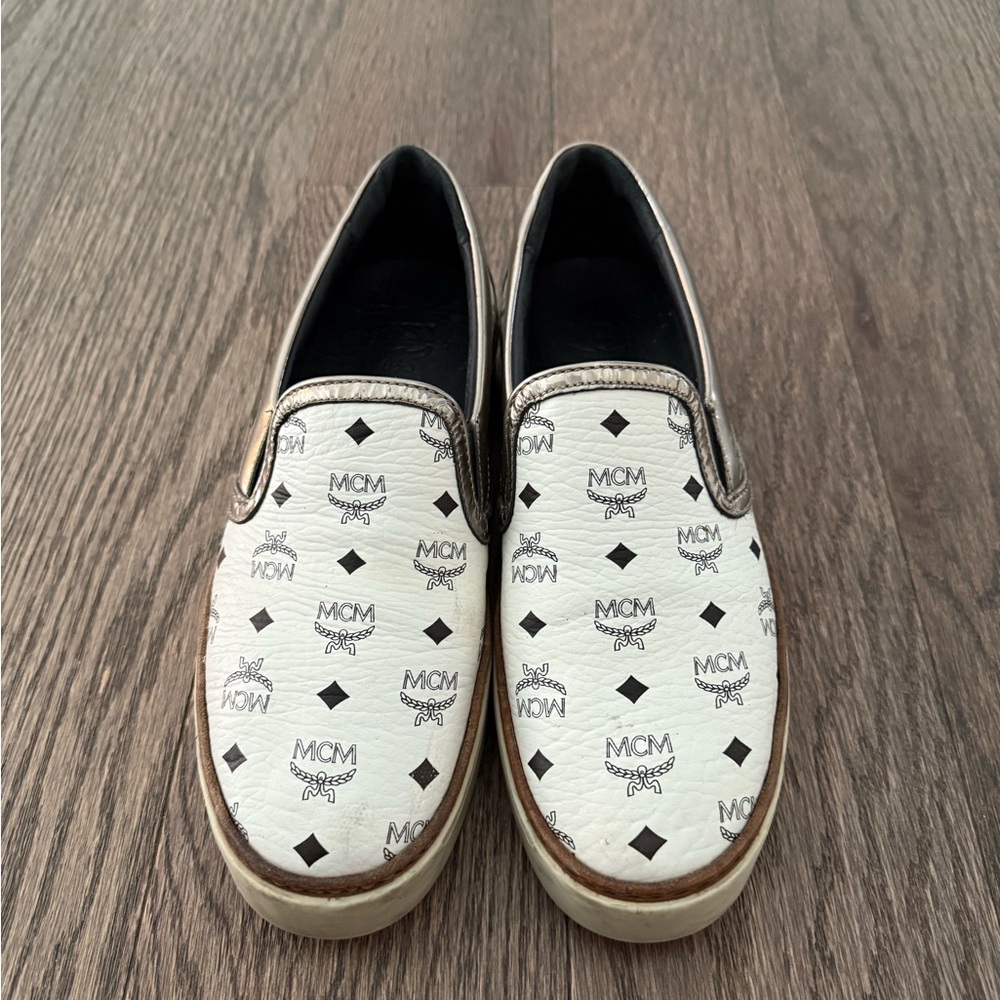 MCM WHITE SLIP ON WOMENS SHOES